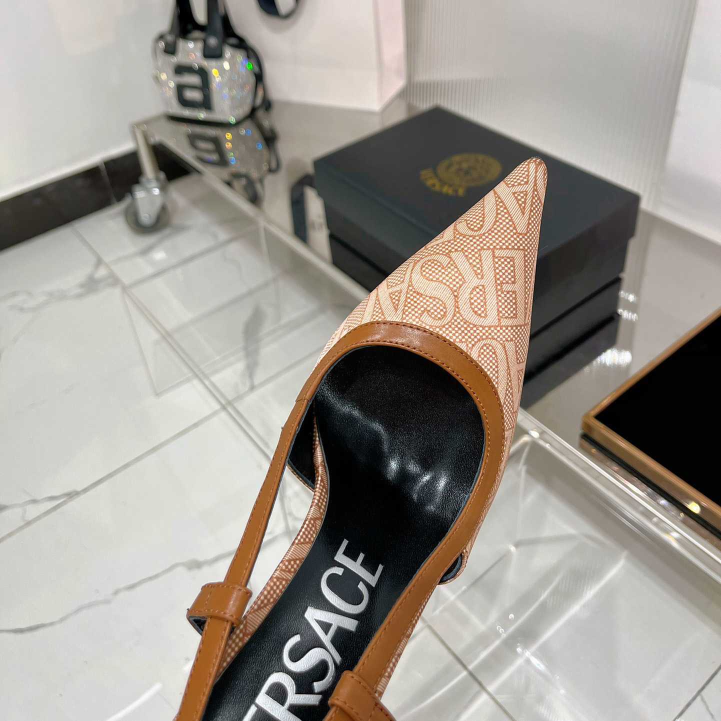 Versace Logo-jacquard 110mm Slingback Pumps - 