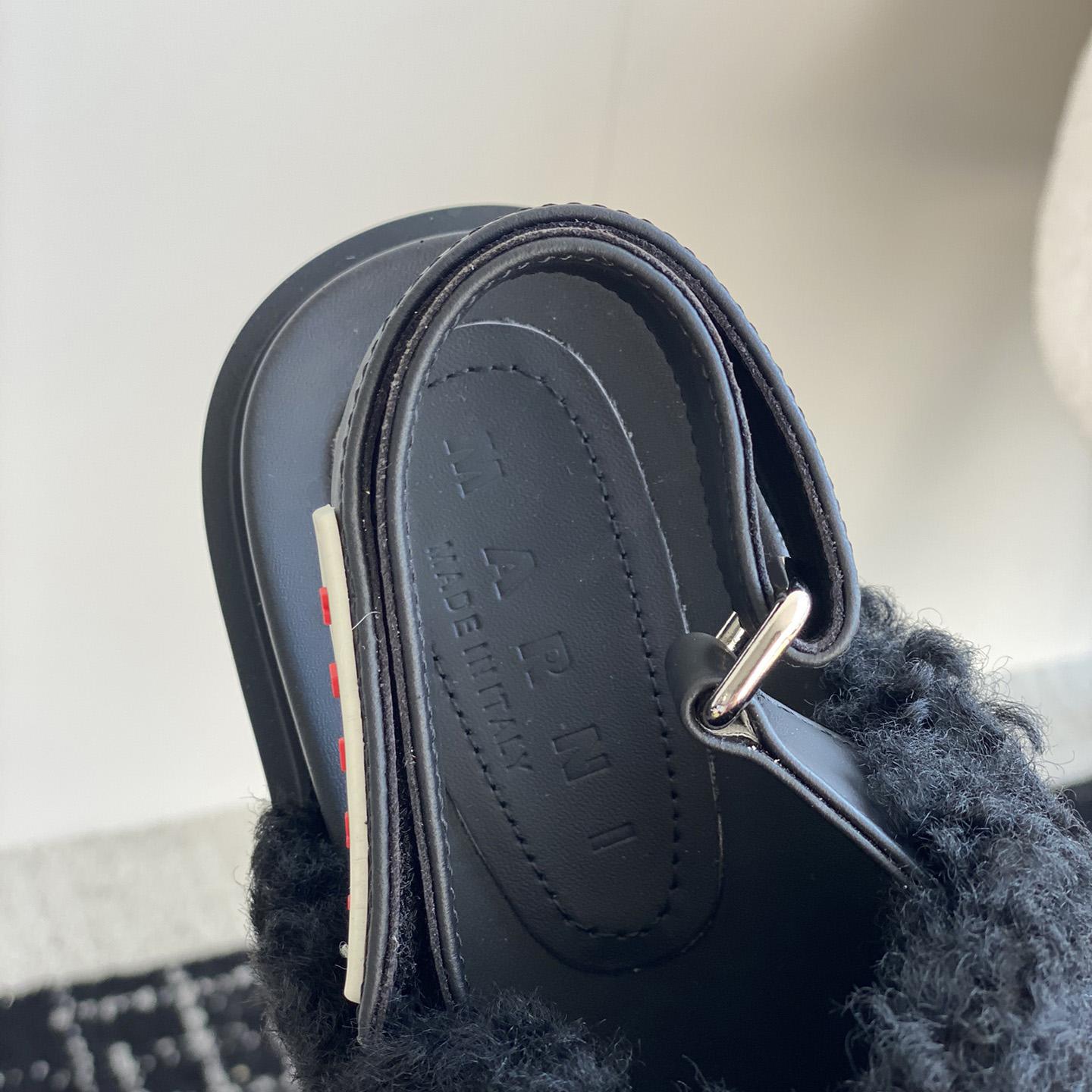 Marni Black Shearling Sabot - 