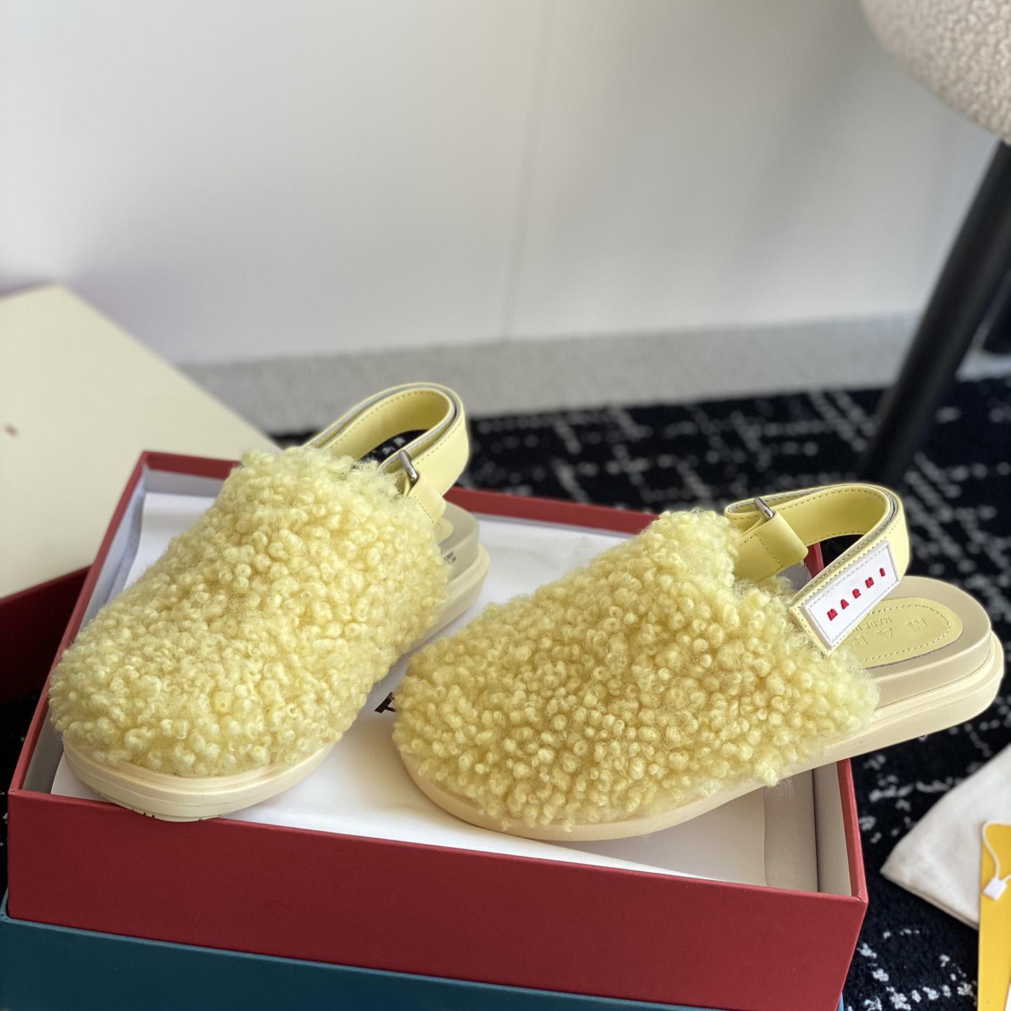 Marni Light Yellow Shearling Sabot - 