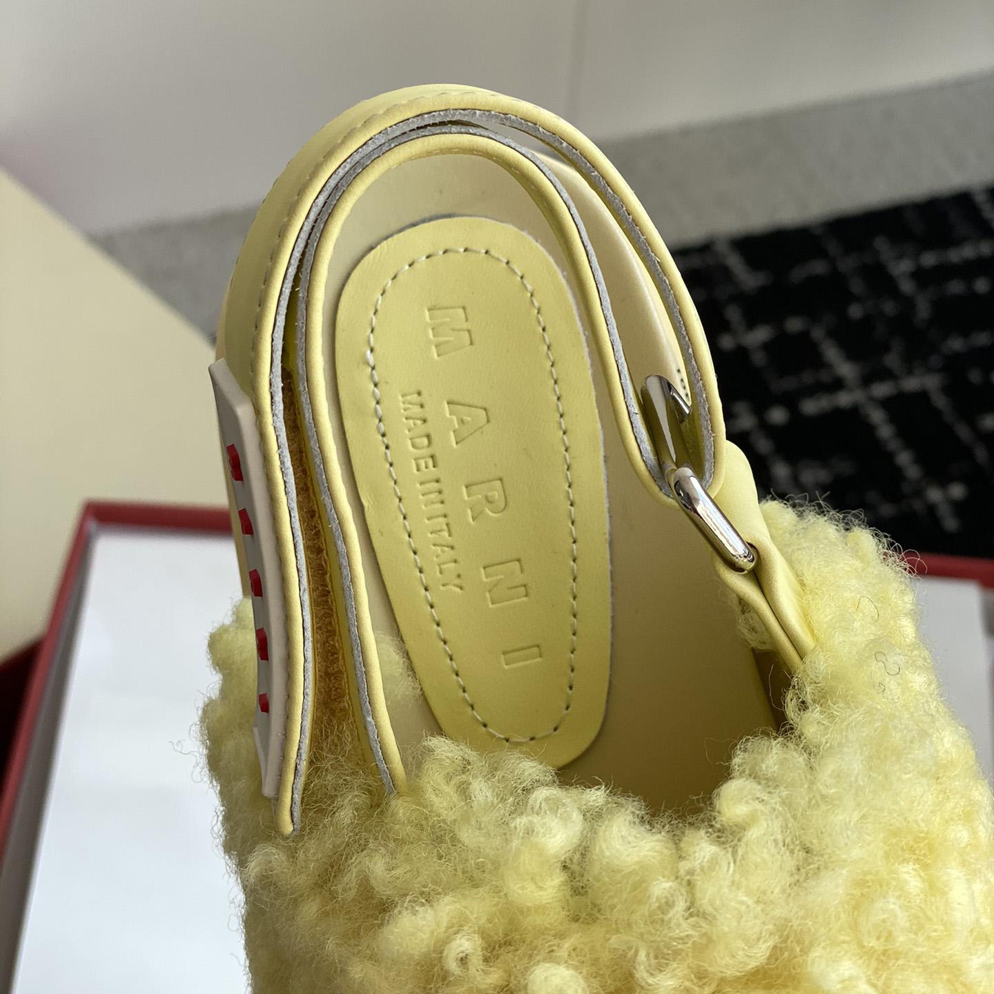 Marni Light Yellow Shearling Sabot - 