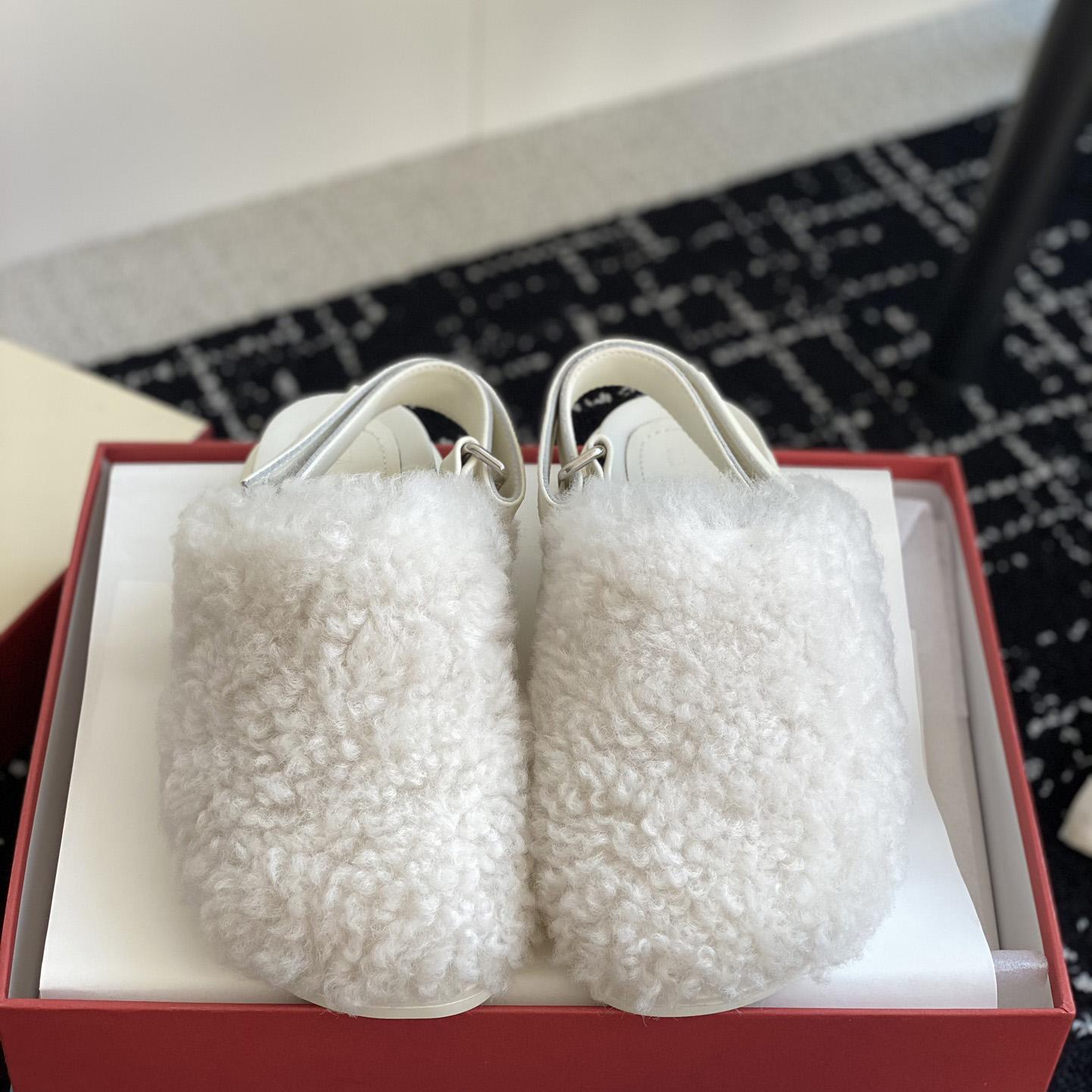 Marni White Shearling Sabot - 