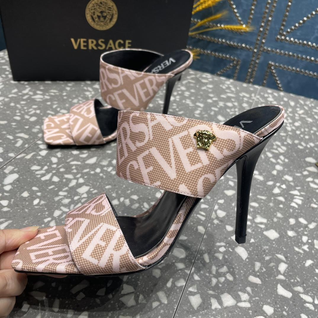 Versace Allover High Heel Mules - 