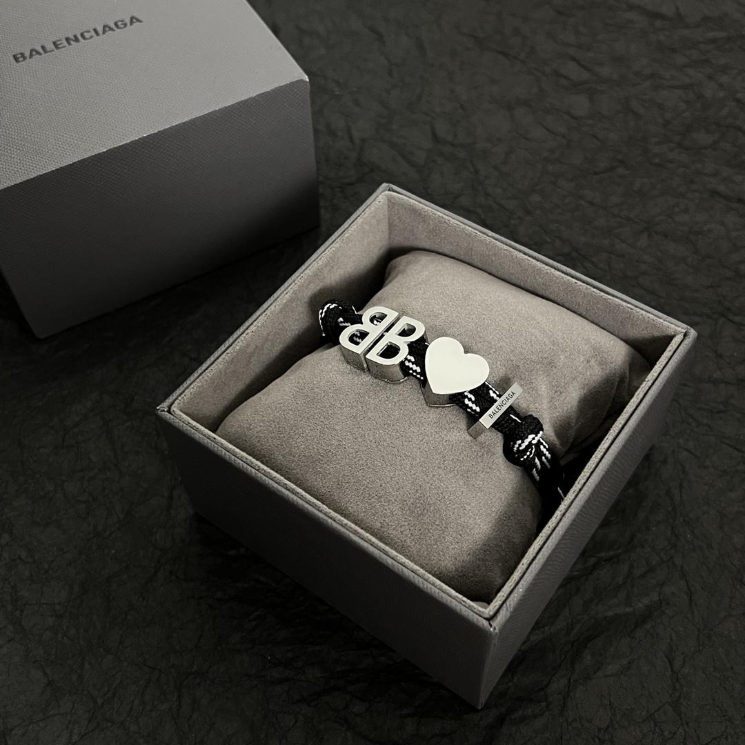 Balenciaga I <3 BB Bracelet In Black  - 
