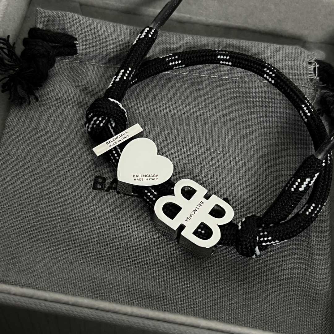 Balenciaga I <3 BB Bracelet In Black  - 