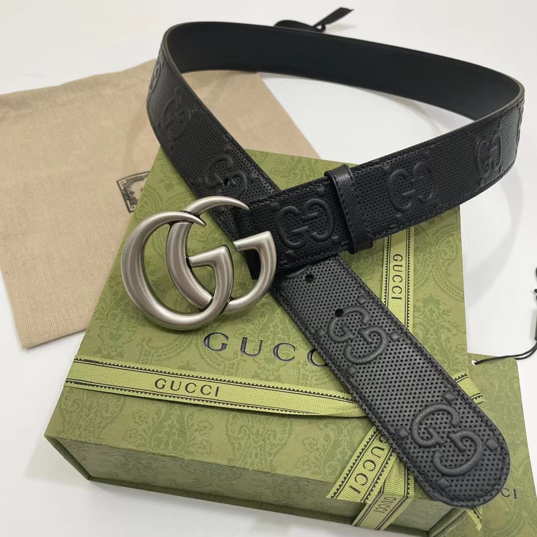 Gucci Leather Belt With Maxi GG - 