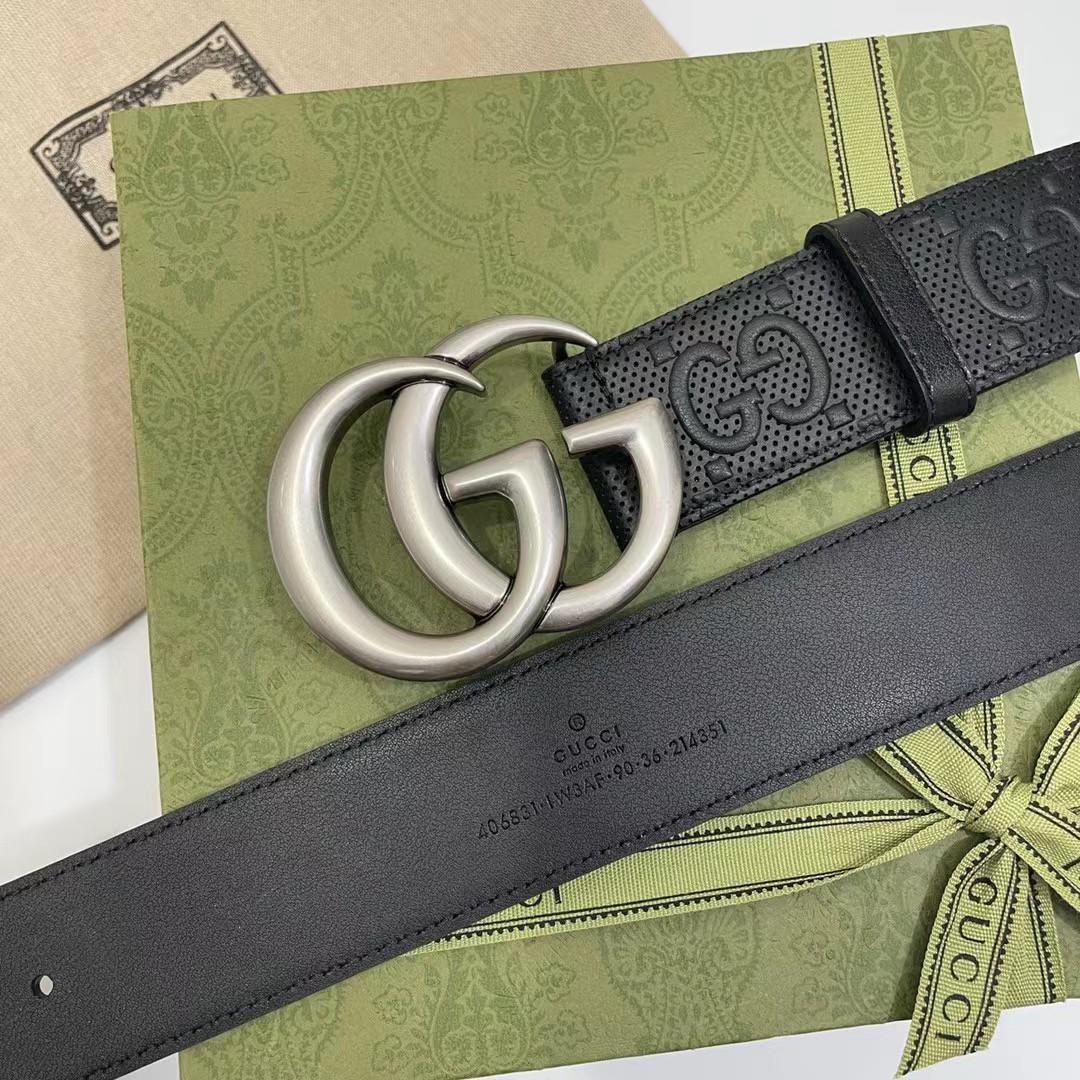 Gucci Leather Belt With Maxi GG - 