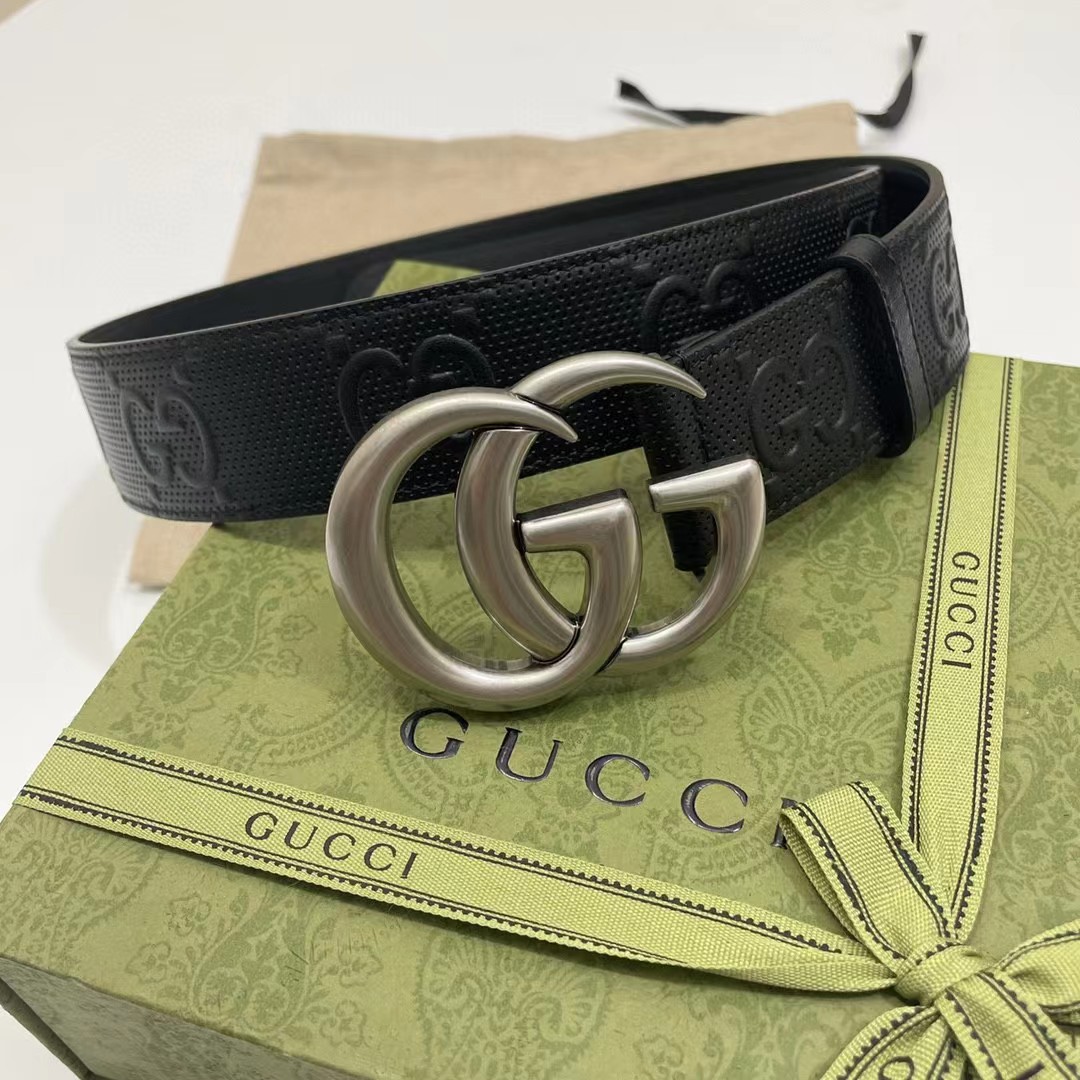 Gucci Leather Belt With Maxi GG - 