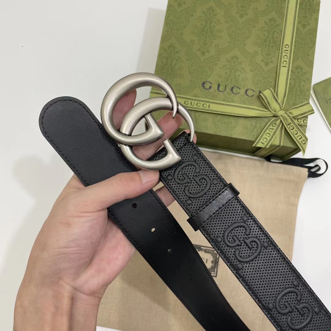 Gucci Leather Belt With Maxi GG - 