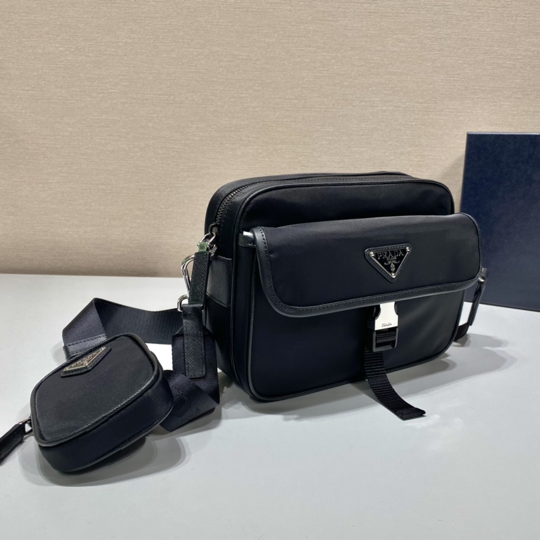 Prada Re-Nylon Saffiano Leather Shoulder Bag ( 22-16-5cm) - 