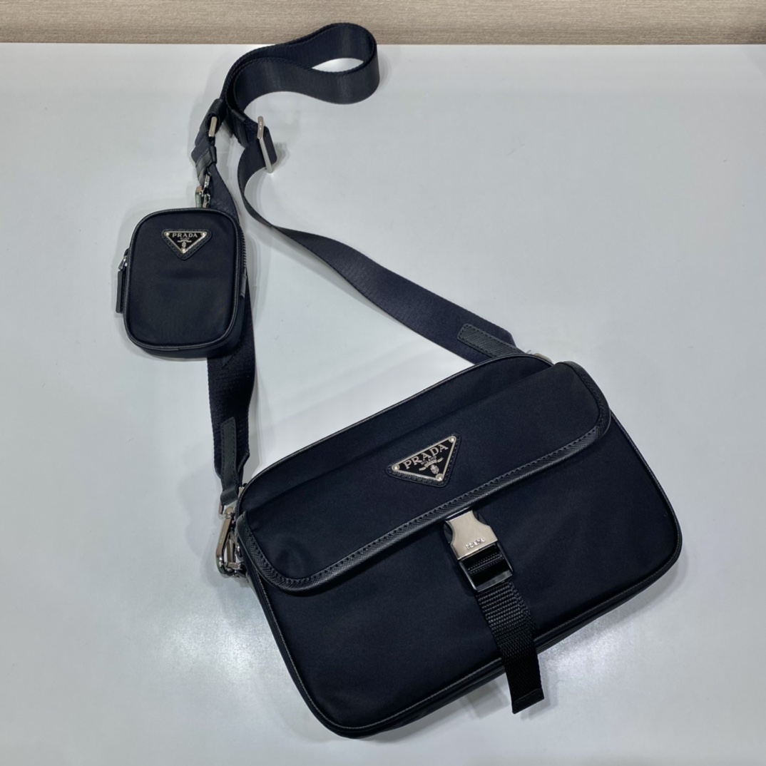 Prada Re-Nylon Saffiano Leather Shoulder Bag ( 22-16-5cm) - 