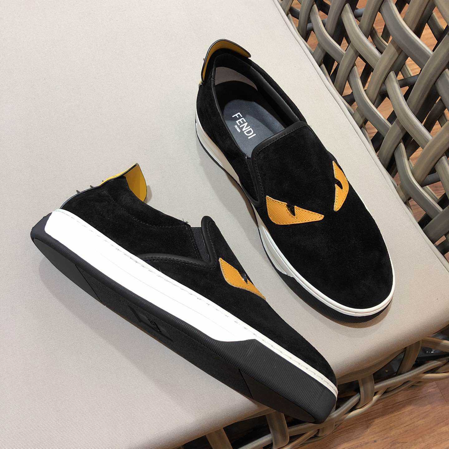 Fendi Men's Black Loafer Monster Eyes - 