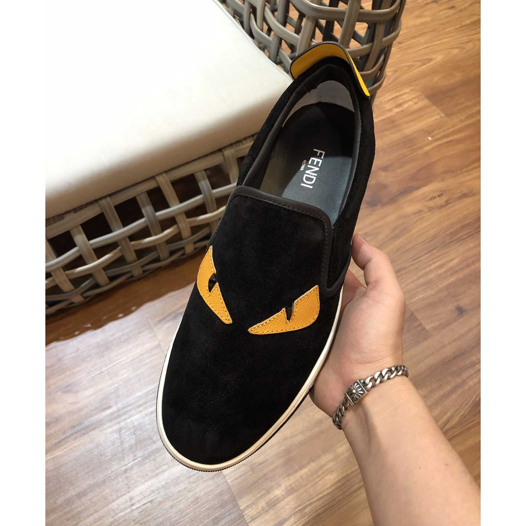 Fendi Men's Black Loafer Monster Eyes - 