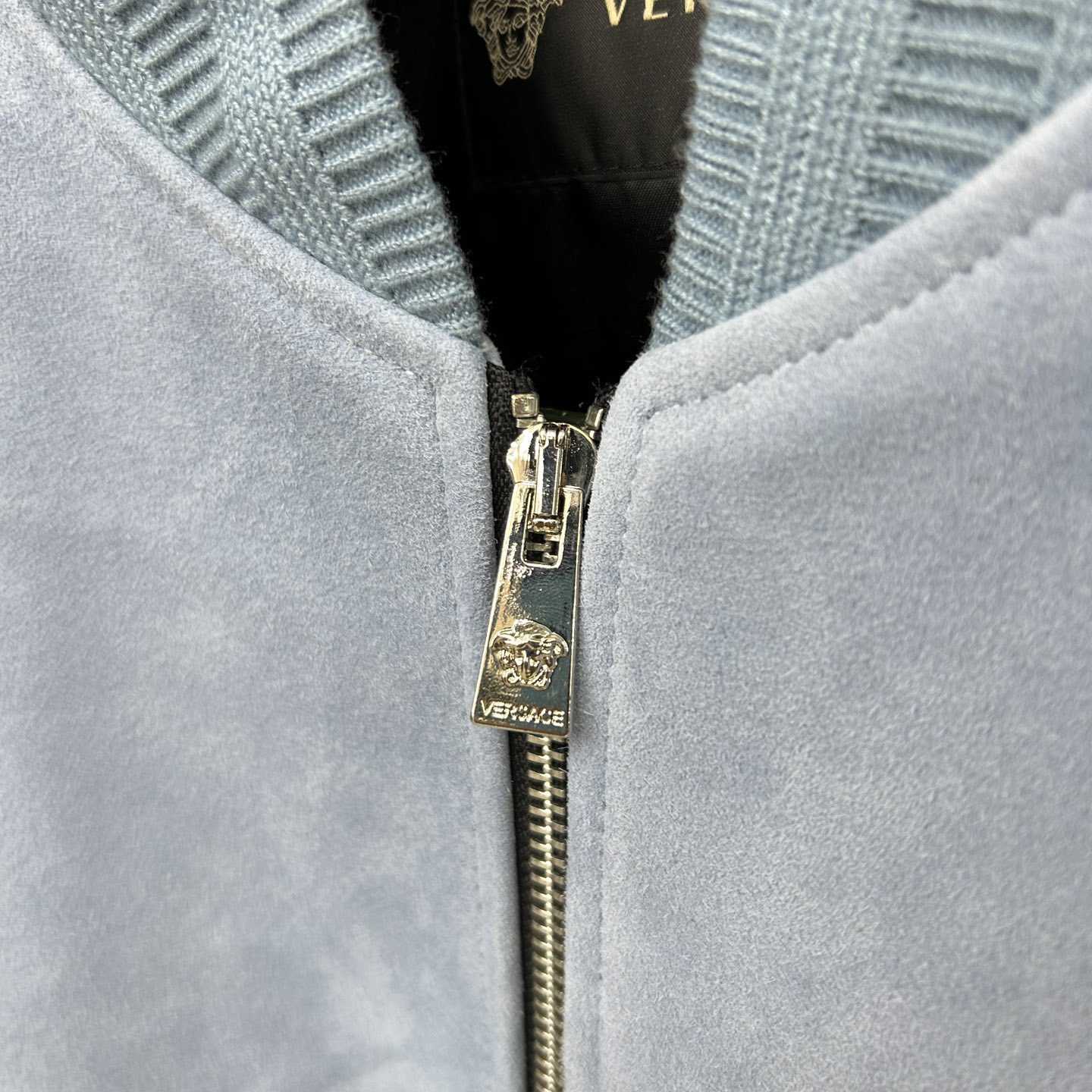 Versace Seashell Baroque Logo Suede Jacket - 