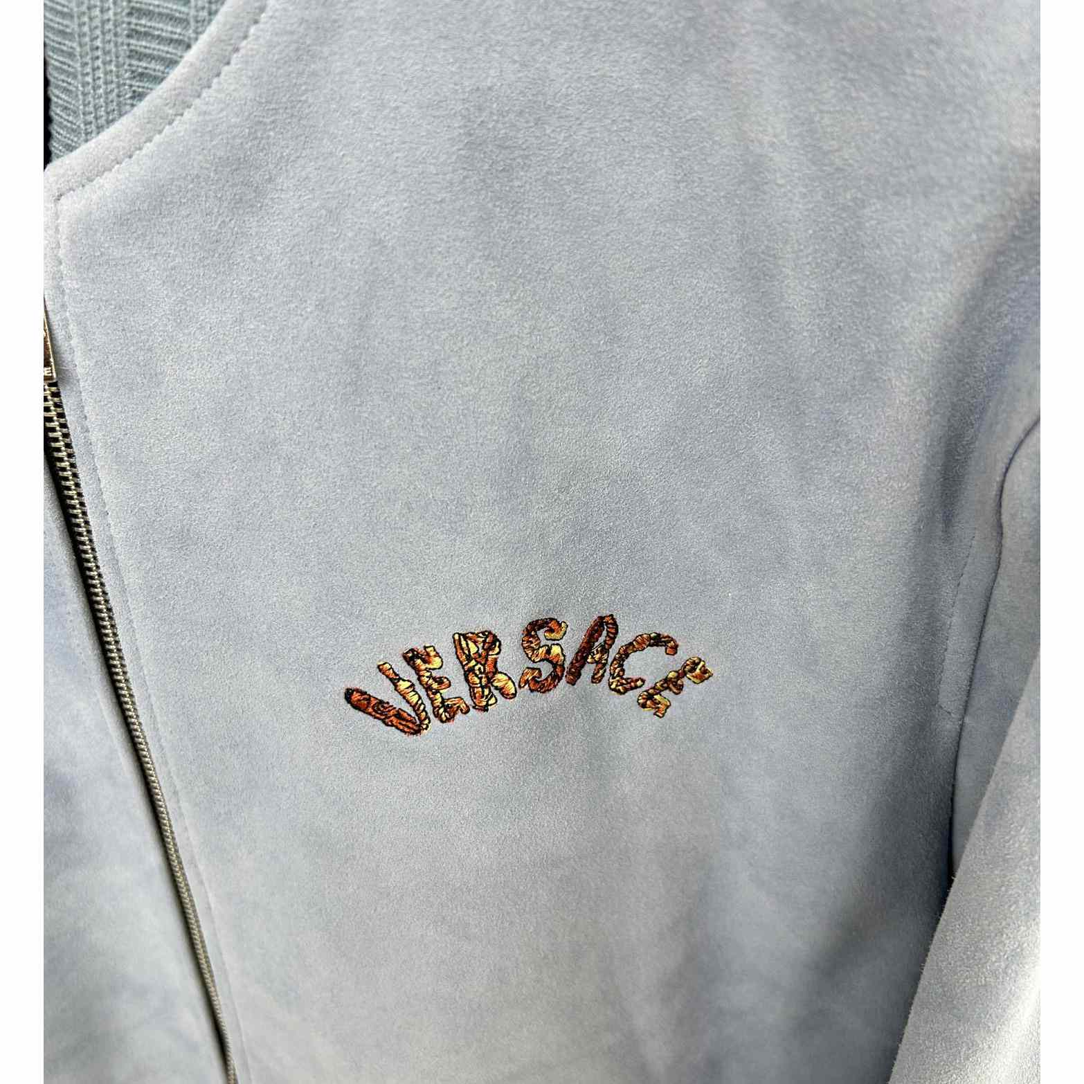 Versace Seashell Baroque Logo Suede Jacket - 