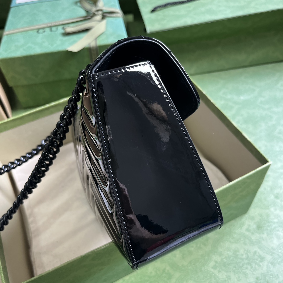 Gucci GG Marmont Patent Small Shoulder Bag - 