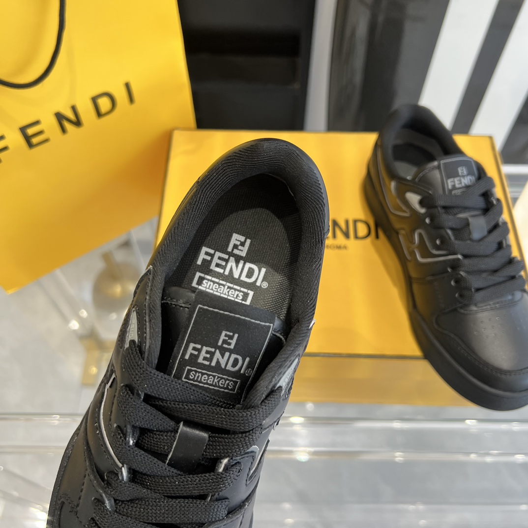 Fendi Fendi Match Black Leather Low-tops Sneakers - 