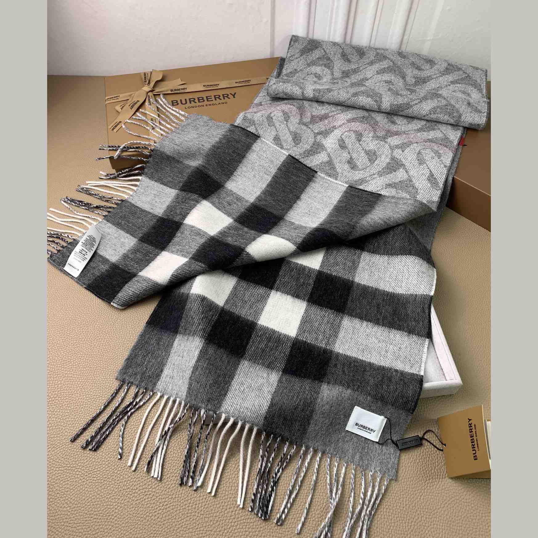 Burberry Check Cashmere Reversible Scarf - 