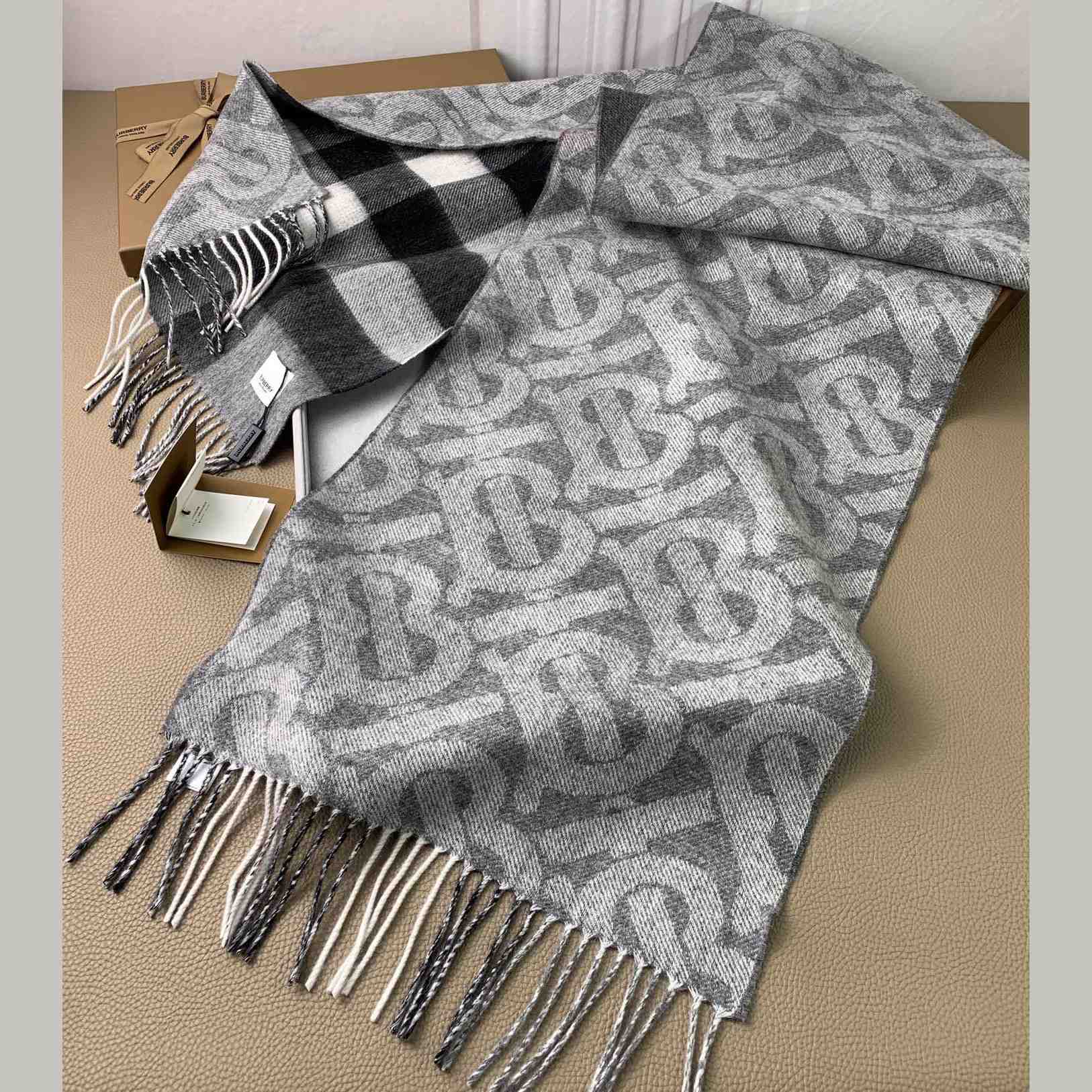 Burberry Check Cashmere Reversible Scarf - 