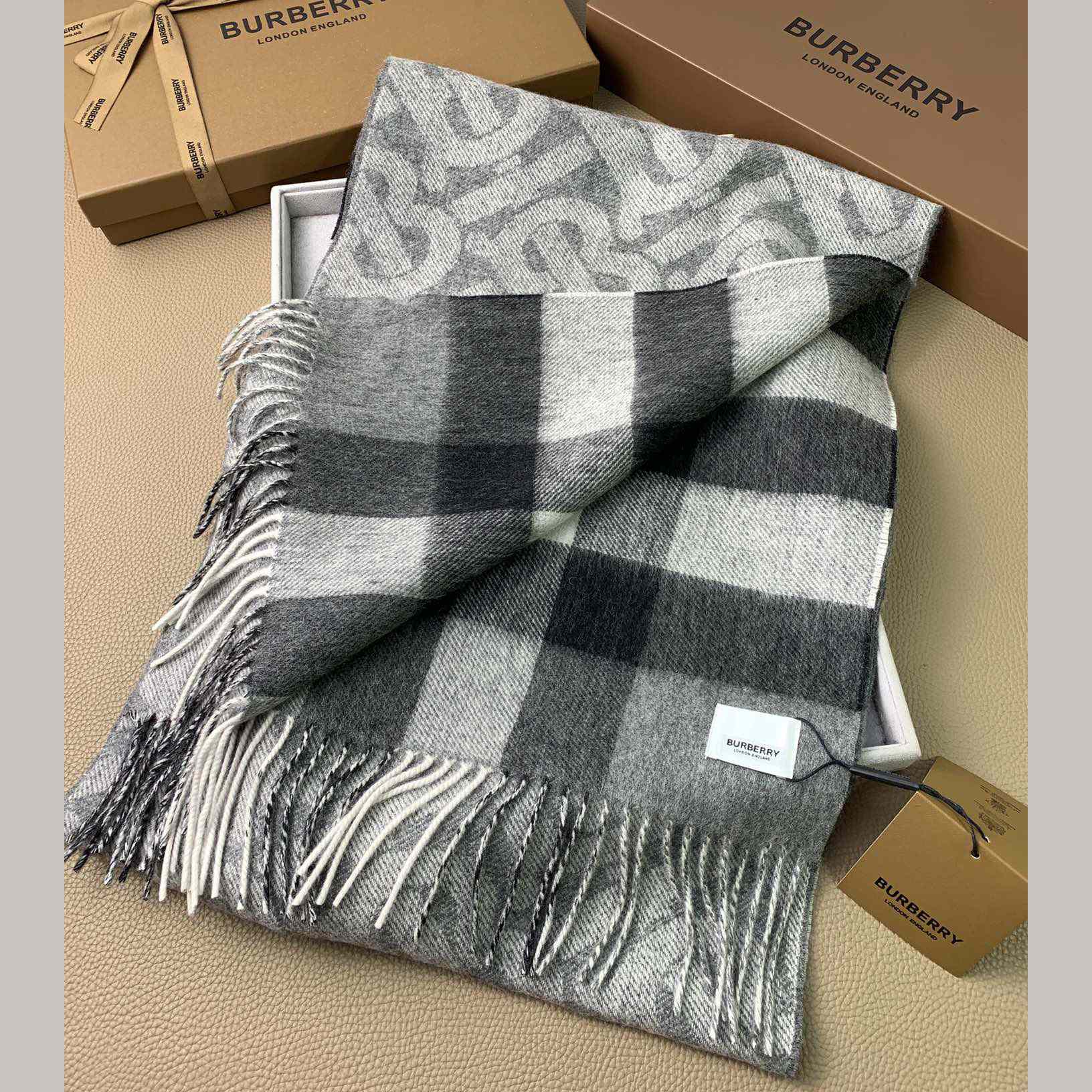 Burberry Check Cashmere Reversible Scarf - 