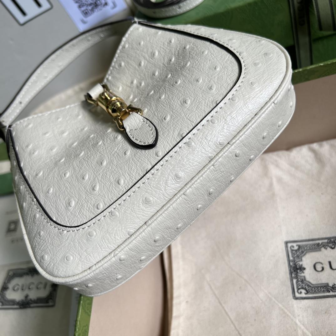 Gucci Jackie 1961 Ostrich Mini Shoulder Bag (19x13x3cm) - 