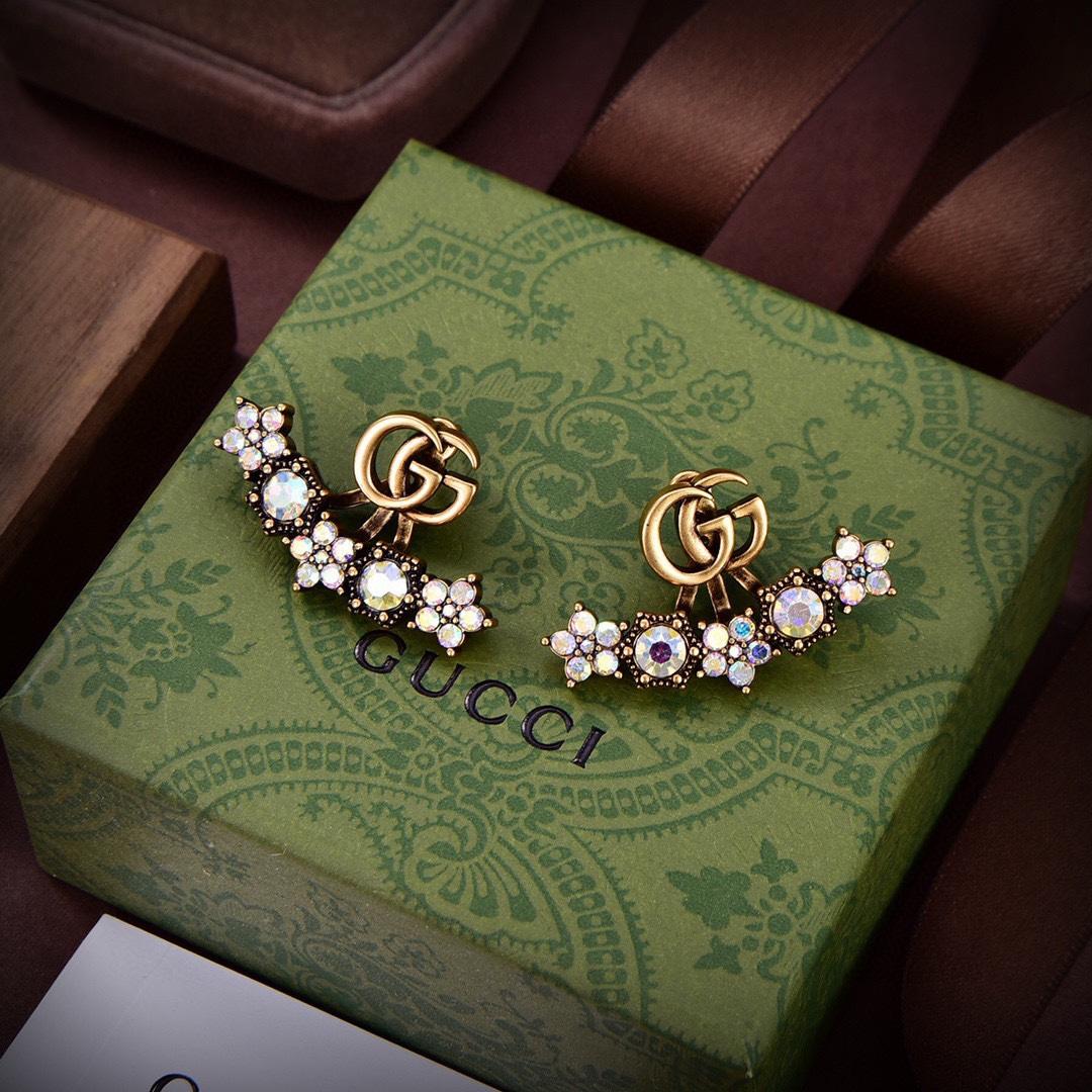 Gucci Crystal Double G Single Earring - 