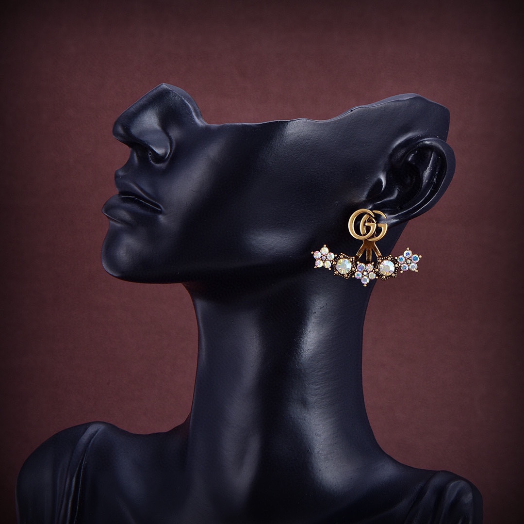 Gucci Crystal Double G Single Earring - 