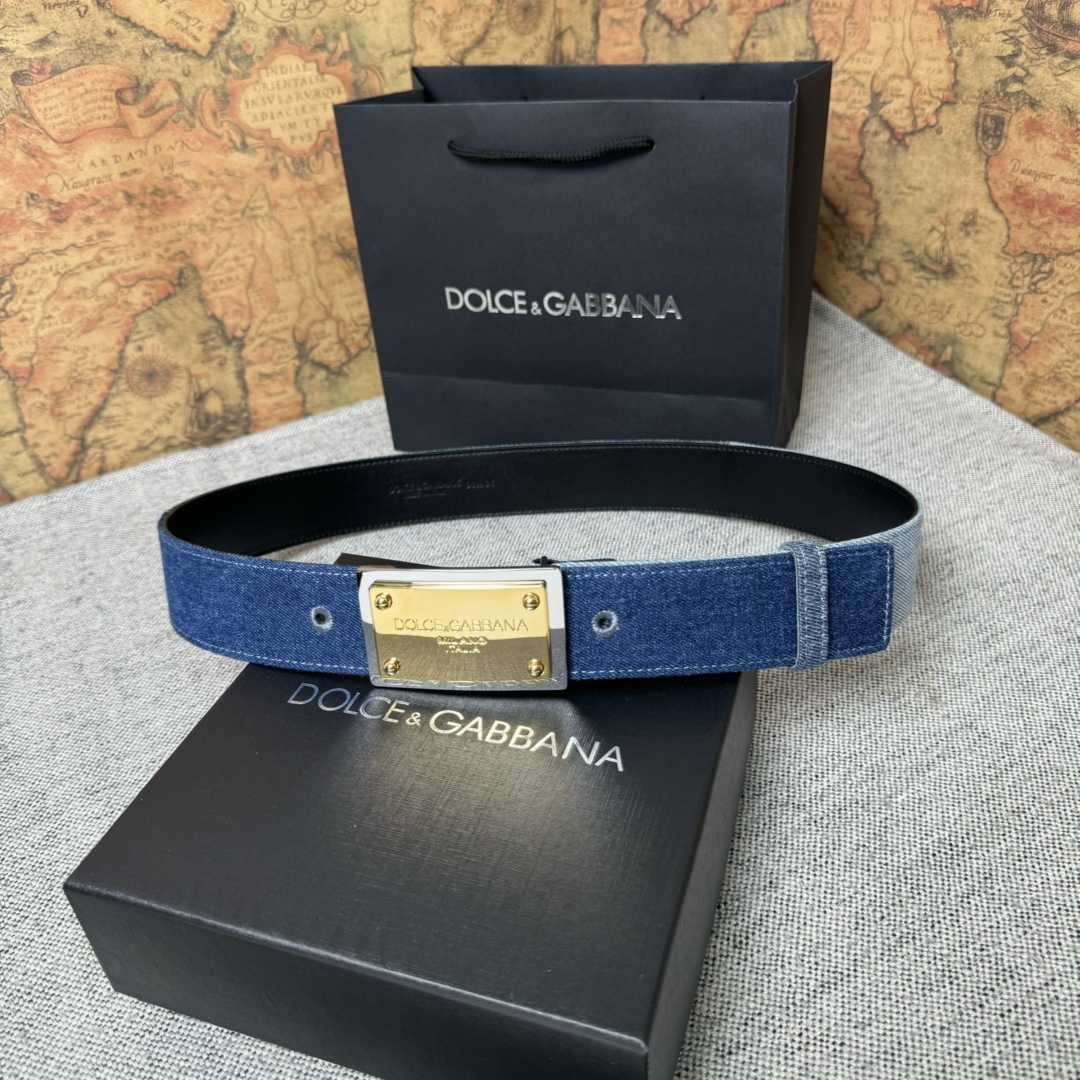 Dolce & Gabbana Denim Belt With Branded Tag - DesignerGu