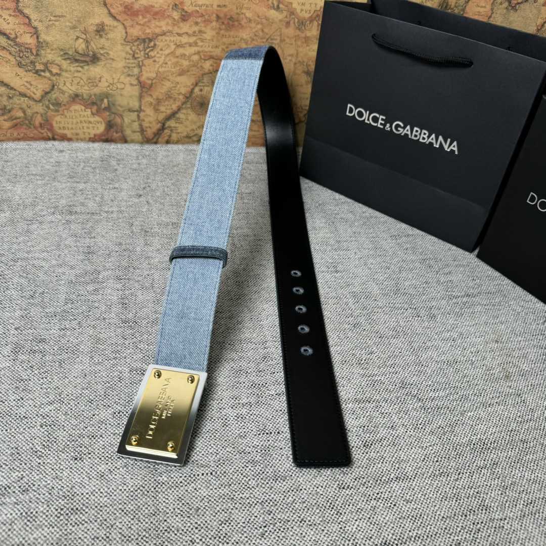 Dolce & Gabbana Denim Belt With Branded Tag - DesignerGu