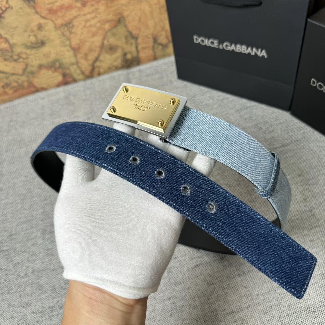 Dolce & Gabbana Denim Belt With Branded Tag - DesignerGu