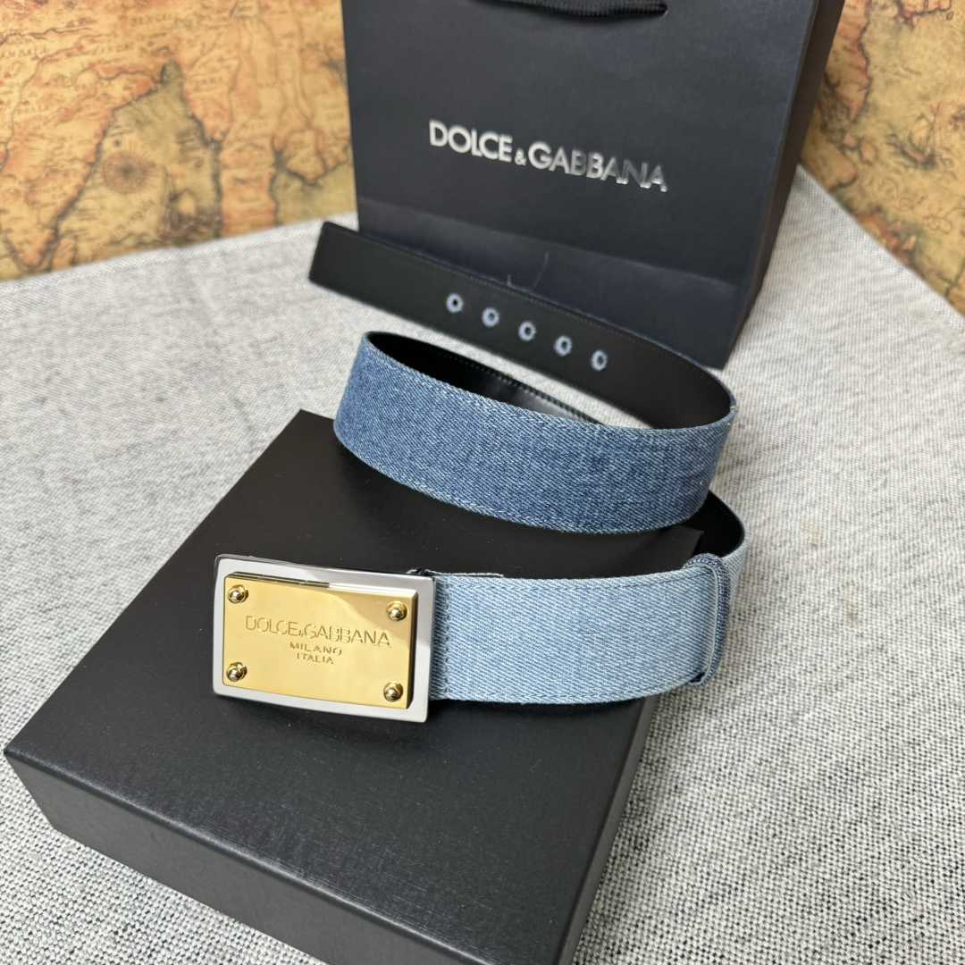 Dolce & Gabbana Denim Belt With Branded Tag - DesignerGu
