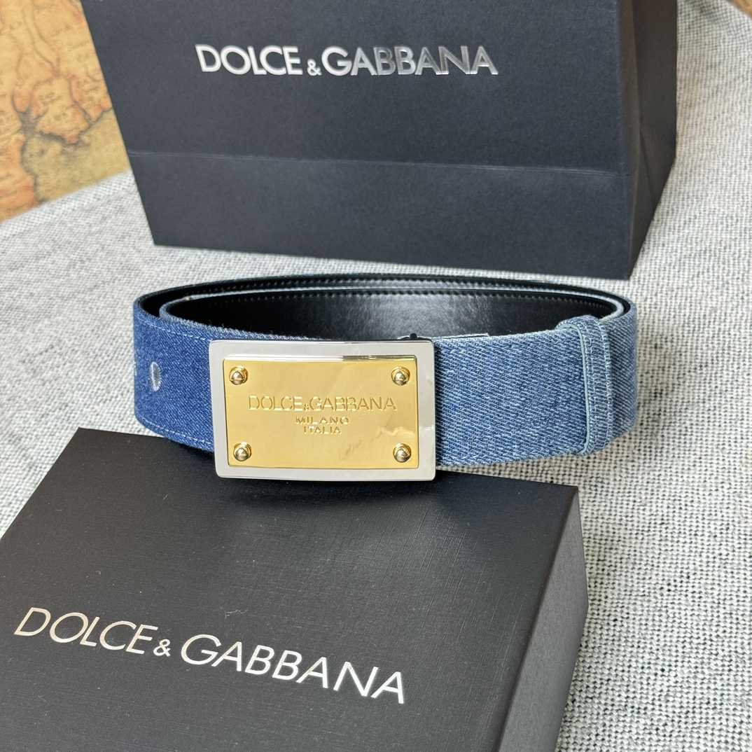 Dolce & Gabbana Denim Belt With Branded Tag - DesignerGu