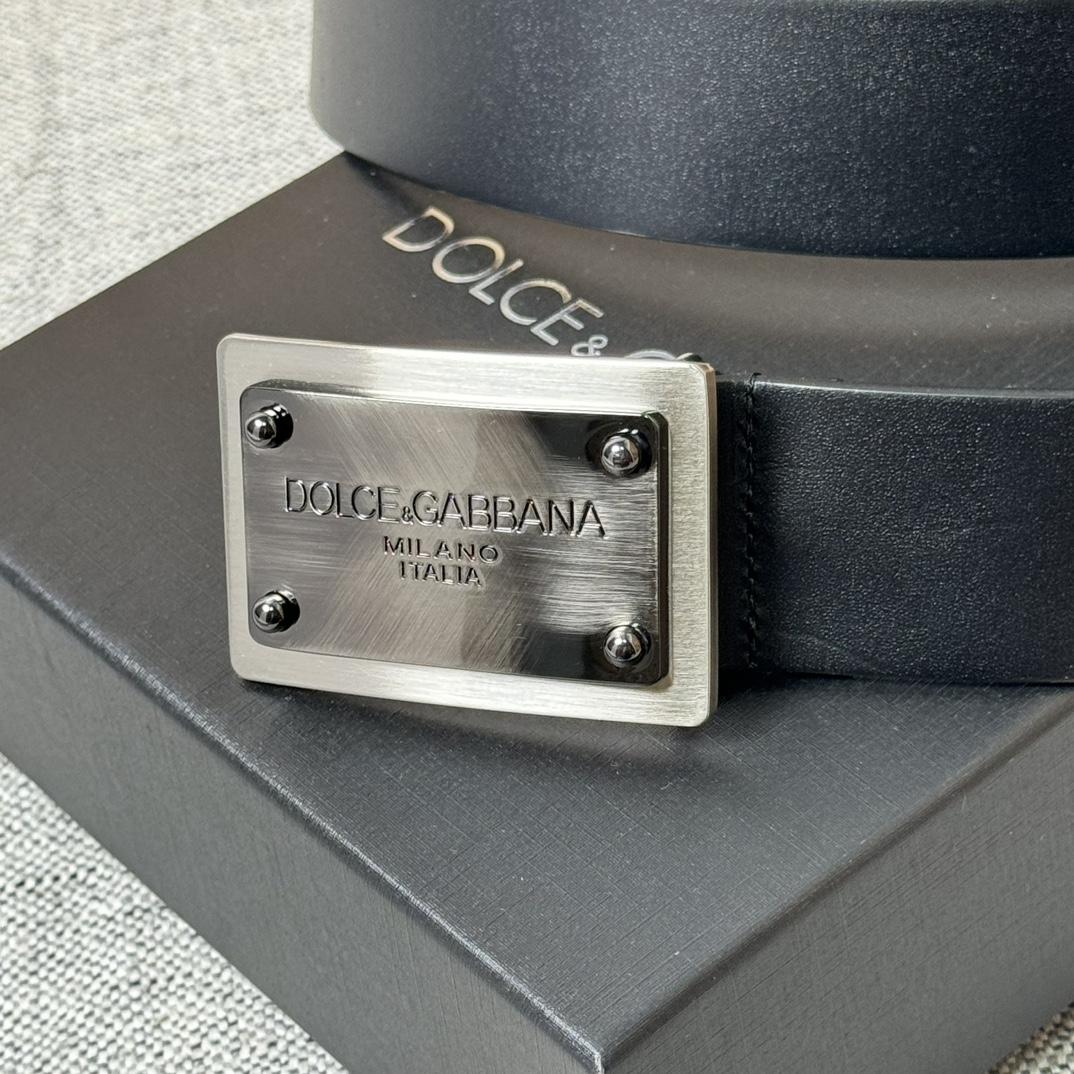 Dolce & Gabbana Calfskin Belt With Branded Tag - DesignerGu