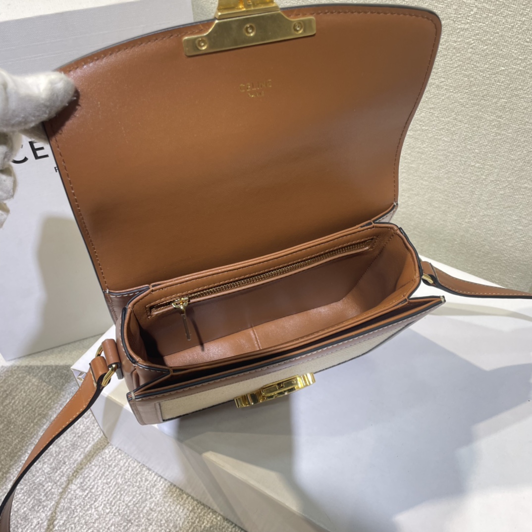 Celine Teen Triomphe Bag In Textile And Calfskin - 