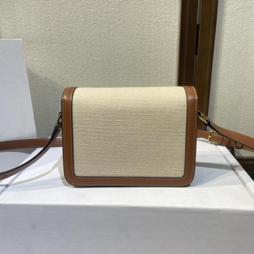Celine Teen Triomphe Bag In Textile And Calfskin - 