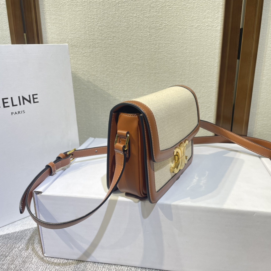 Celine Teen Triomphe Bag In Textile And Calfskin - 