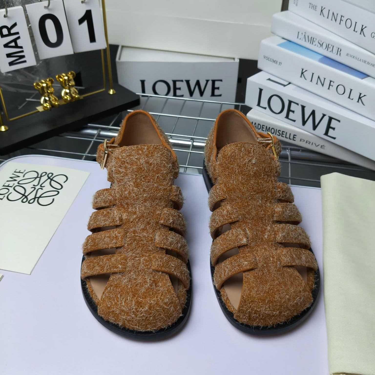 Loewe Campo Sandal In Brushed Suede - 