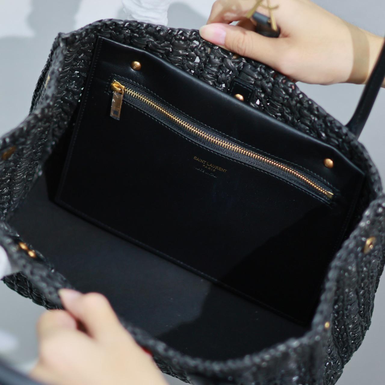 Saint Laurent Panier Raffia Tote Bag  29-21-9cm - 