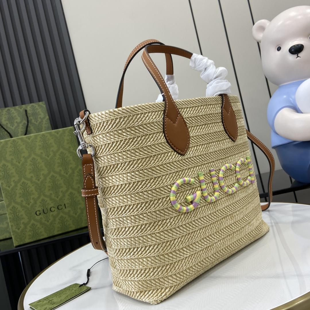 Gucci Small Straw-effect Tote  - 