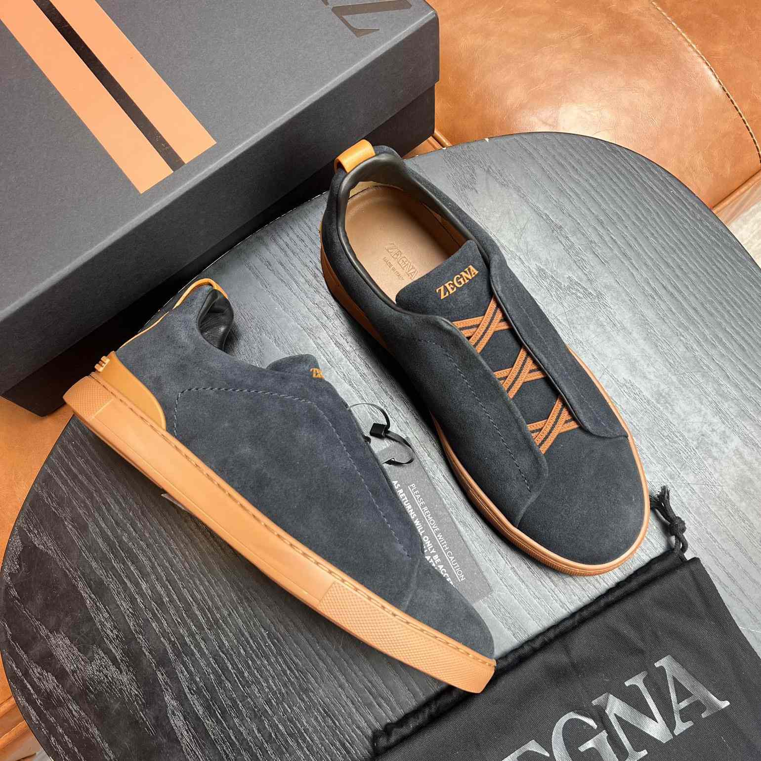 Zegna Black Suede Triple Stitch™ Sneakers - 