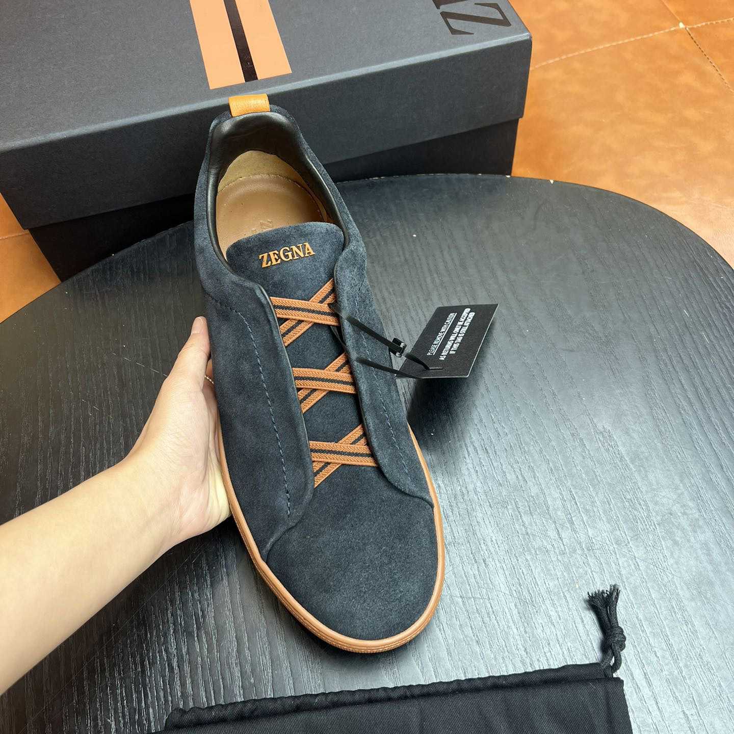 Zegna Black Suede Triple Stitch™ Sneakers - 