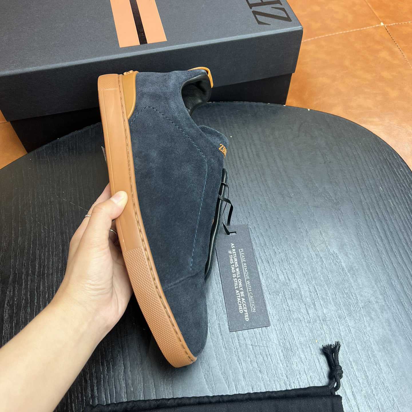 Zegna Black Suede Triple Stitch™ Sneakers - 