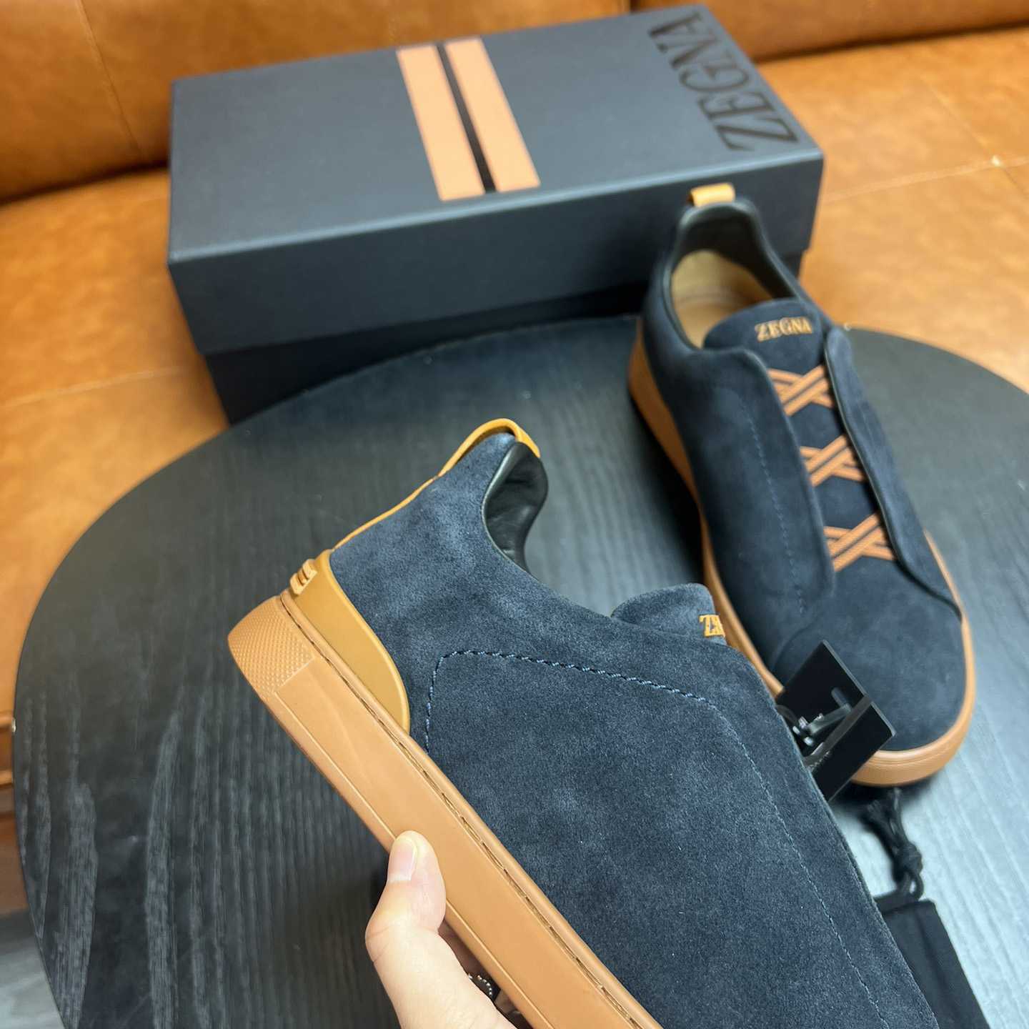 Zegna Black Suede Triple Stitch™ Sneakers - 