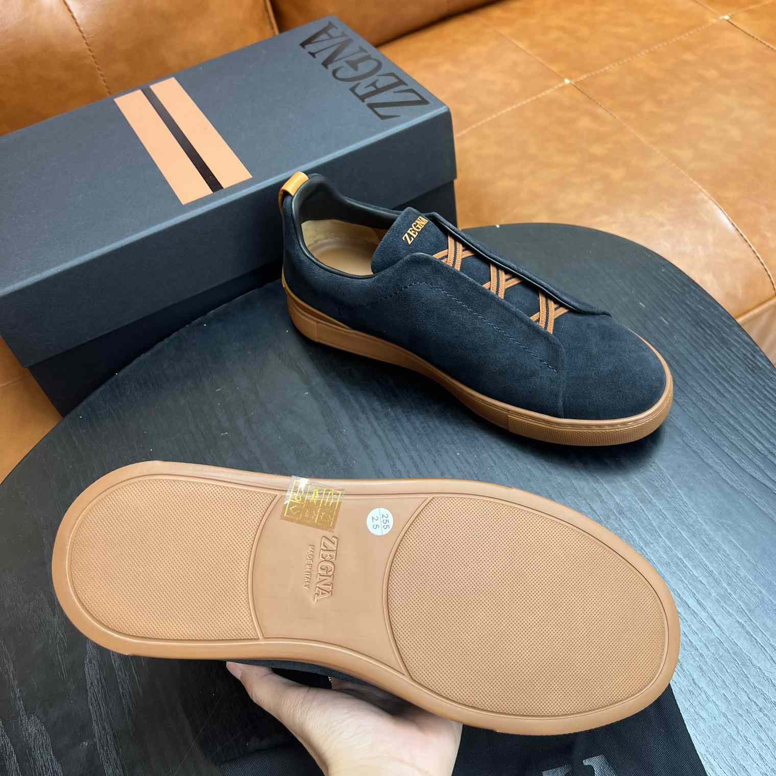 Zegna Black Suede Triple Stitch™ Sneakers - 