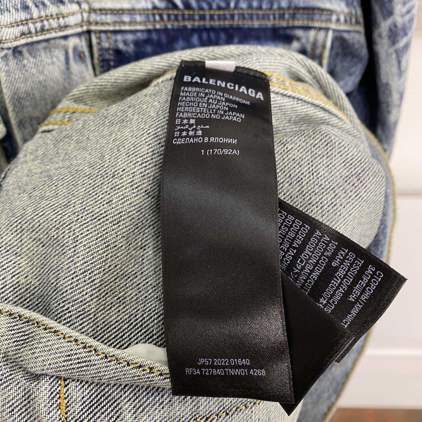 Balenciaga Blue Graffiti Denim Jacket Coat - 