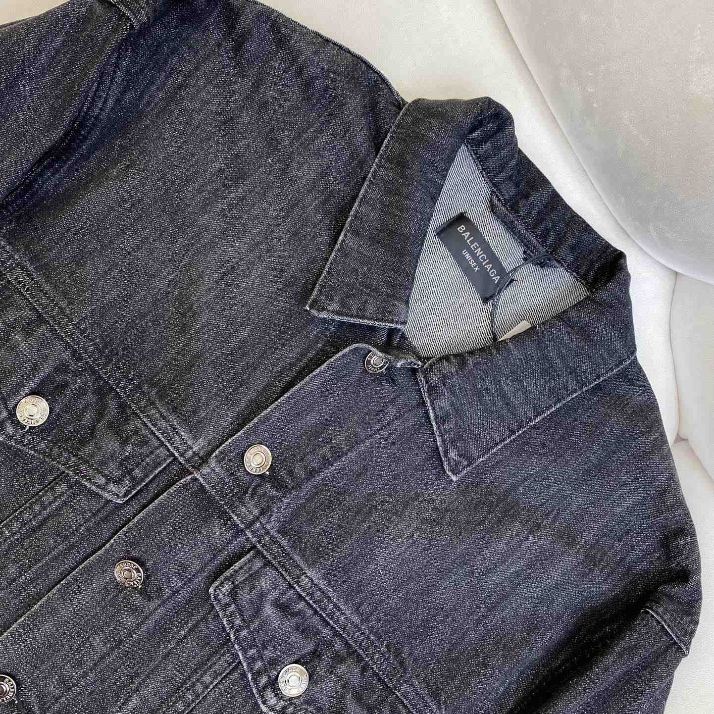 Balenciaga Logo Rhinestone Embellished Denim Jacket - 