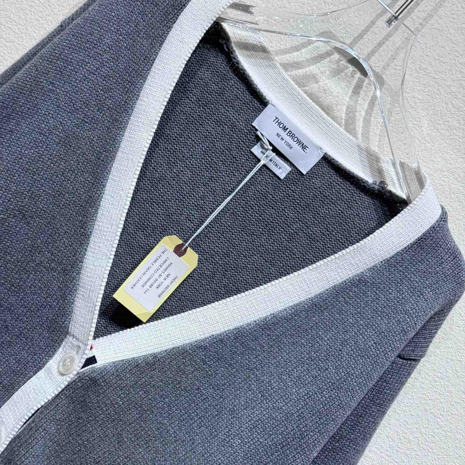 Thom Browne Cotton Hector Pointelle 4-bar V-neck Cardigan - 