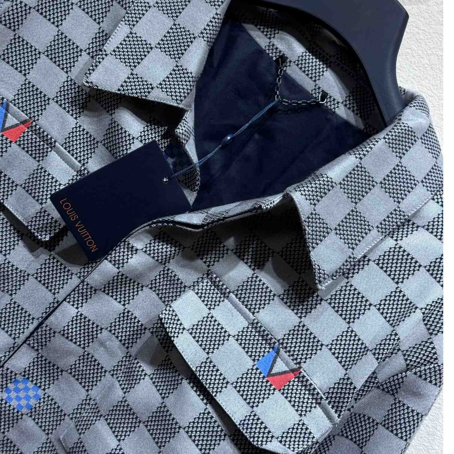 Louis Vuitton Damier Open Collar Cotton Overshirt   1AFVN2 - 
