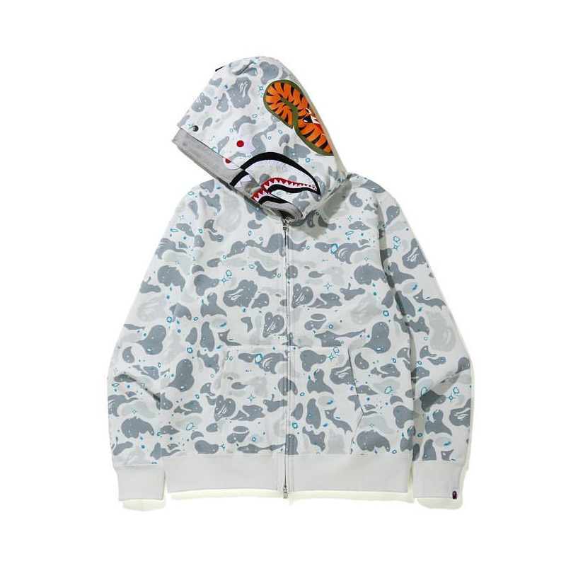 Bape Space Camo Shark Full Zip Double Hoodie - 