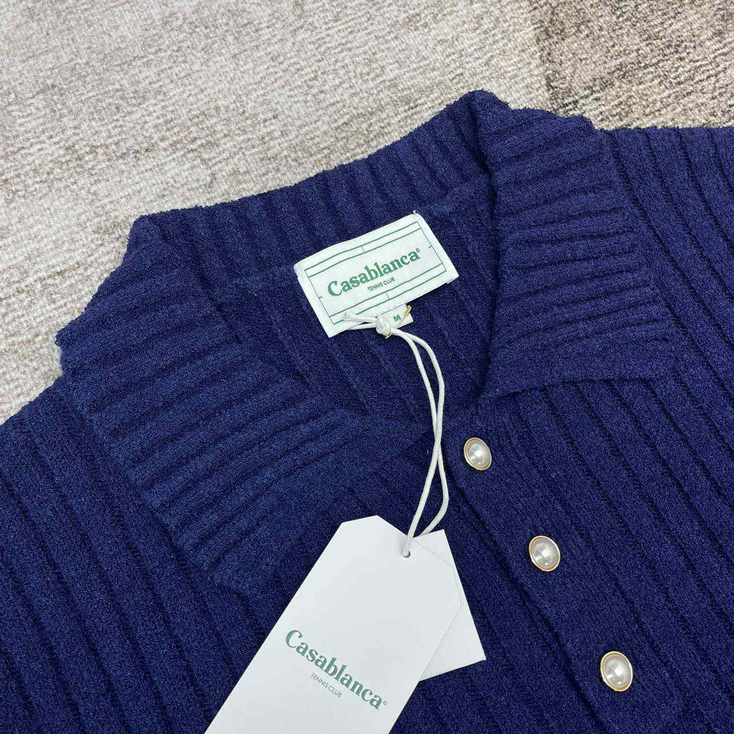 Casablanca  Ribbed Bouclé Cotton-Blend Polo Shirt   D0066 - 