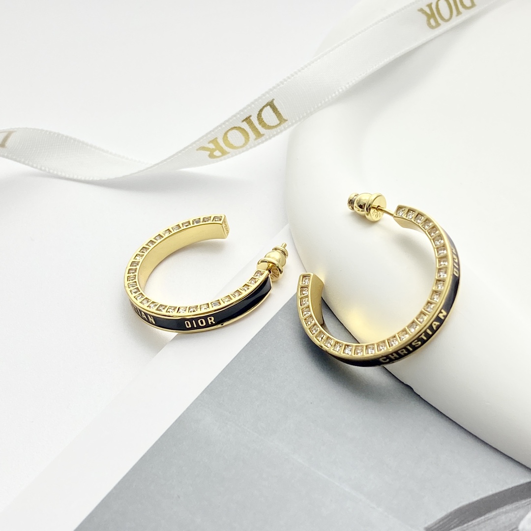 Dior Small Dior Night Code Hoop Earrings - 